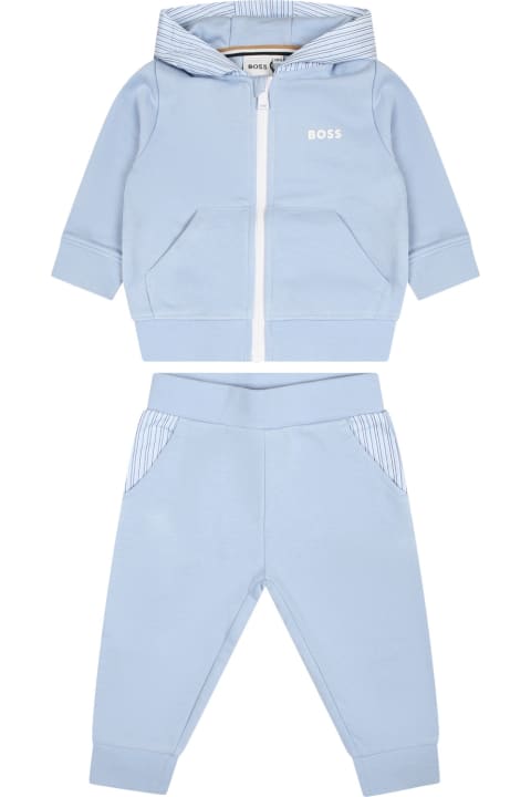 Bottoms for Baby Girls Hugo Boss Light Blue Suit For Baby Boy With Logo