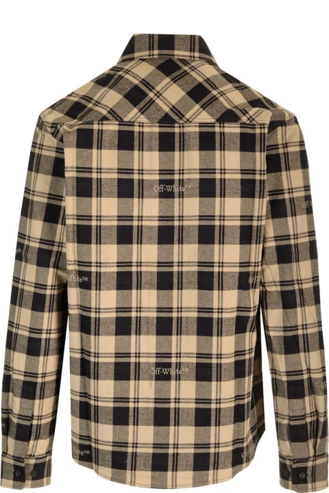 Shirts for Men Off-White Checked Flannel Shirt