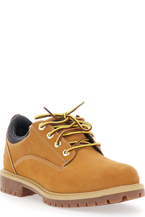Homeware Timberland Beige Laced Ankle Boots With Bicolor Laces And Logo Embossed On Side In Leather Man
