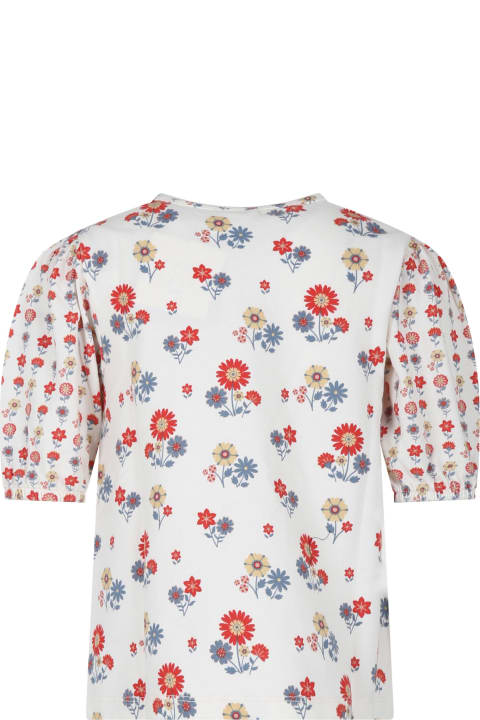 Coco Au Lait Topwear for Girls Coco Au Lait Ivory Top For Girl With Flowers Print
