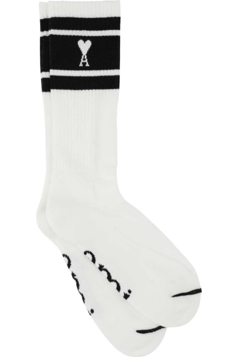 メンズ Ami Alexandre Mattiussiのアンダーウェア Ami Alexandre Mattiussi Paris Stripes Logo Ribbed Socks