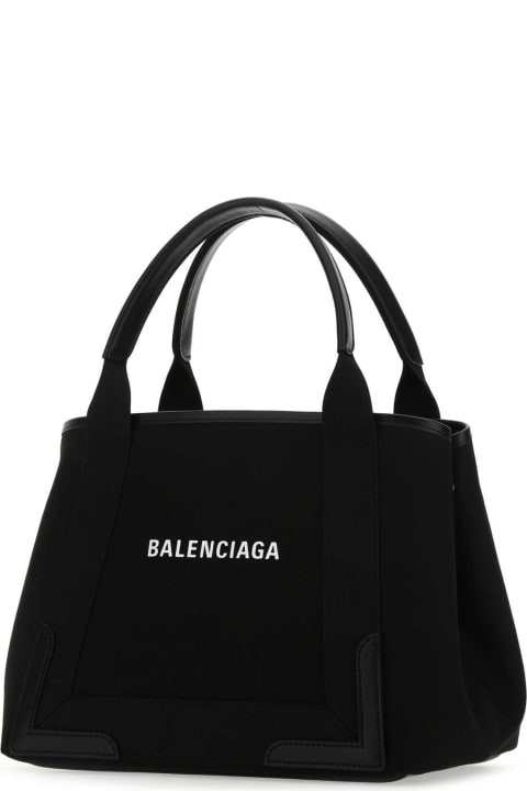 Balenciaga Totes for Women Balenciaga Black Canvas Small Cabas Navy Handbag