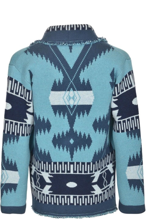 Alanui Sweaters for Women Alanui Icon Pattern Jacquard Fringed Detailed Cardigan