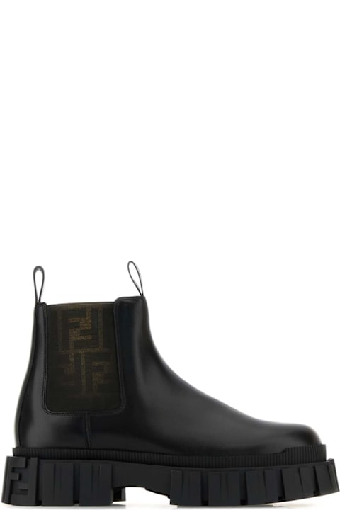 Fendi Boots for Men Fendi Black Leather Fendi Force Ankle Boots