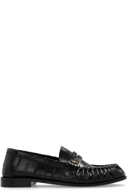 Saint Laurent Shoes for Men Saint Laurent Logo Plaque Slip-on Loafers