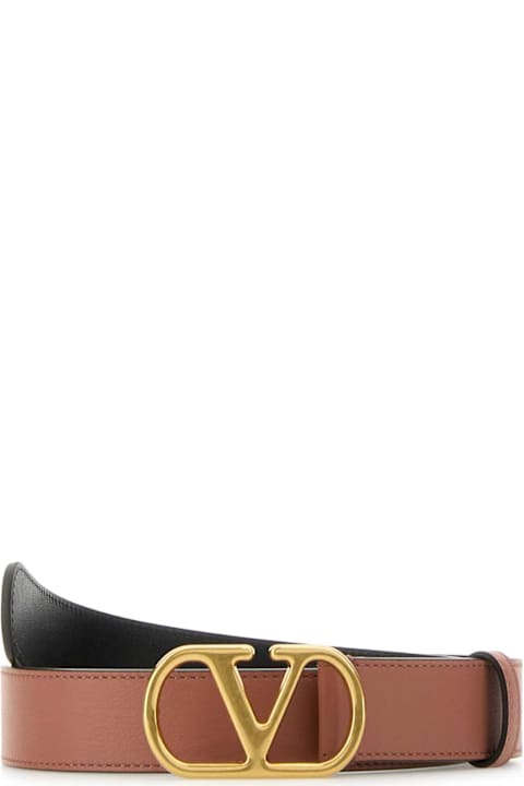 Valentino Garavani Belts for Women Valentino Garavani Dark Pink Leather Vlogo Belt