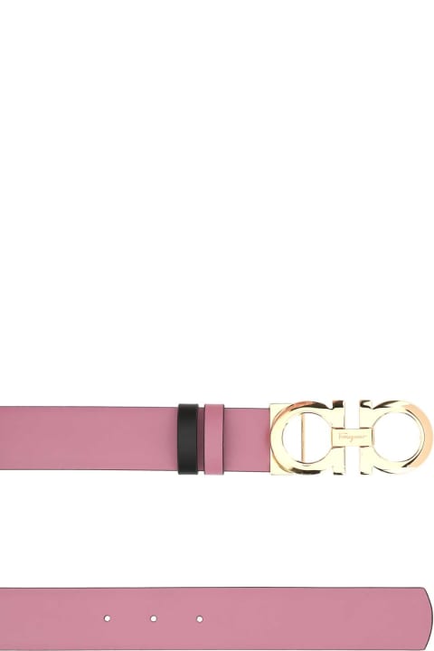 Belts for Women Ferragamo Pink Leather Reversible Belt