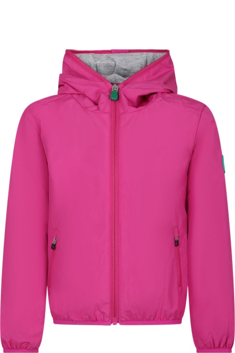 Coats & Jackets for Girls Save the Duck Fuchsia Windbreaker For Girl With Logo