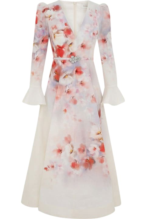 Zimmermann Dresses for Women Zimmermann Crush Frill Sleeved Midi Dress
