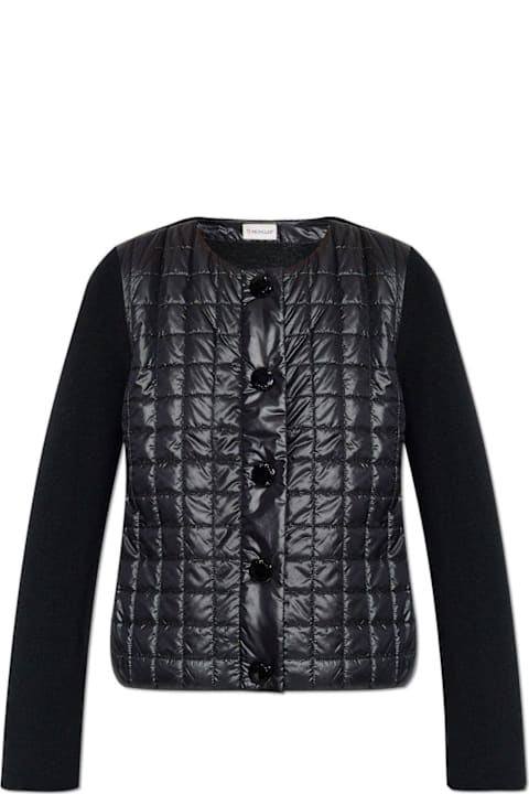 Clothing for Women Moncler Logo Patch Quilted Knitted Cardigan