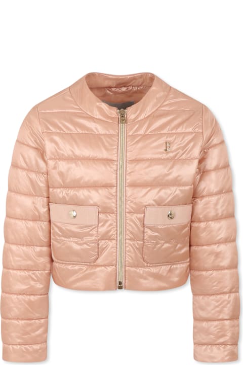 Herno for Kids Herno Pink Crop Down Jacket For Girl With Logo