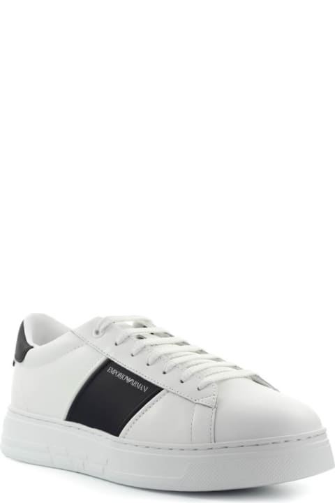 White And Black Sneaker With Logo Giorgio Armani