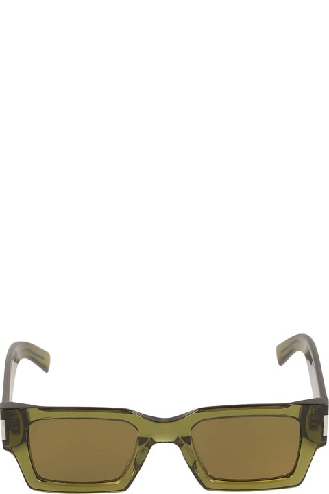 Homeware Saint Laurent Eyewear Rectangular Frame Flame Effect Sunglasses