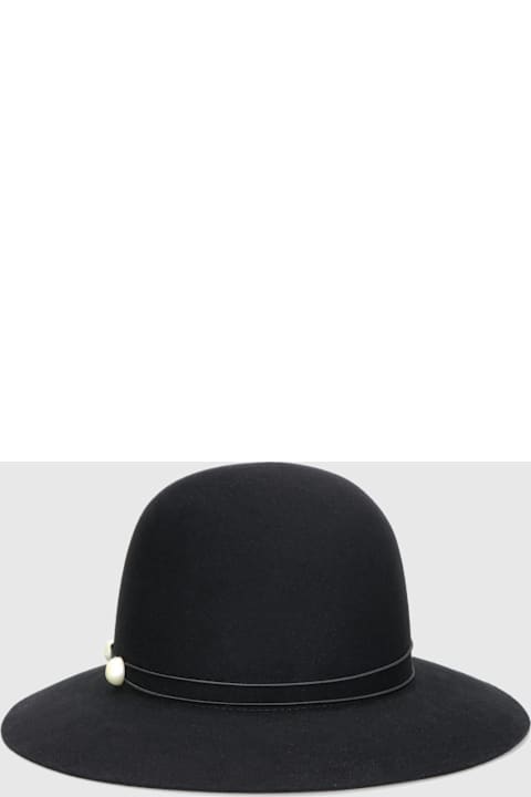 أدوات منزلية Borsalino Emi Alessandria Brushed Felt With Pearls Elastic Hatband Rollable