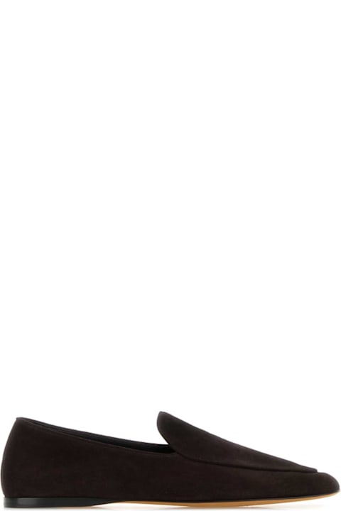 The Row Dark Brown Suede Awar Loafers