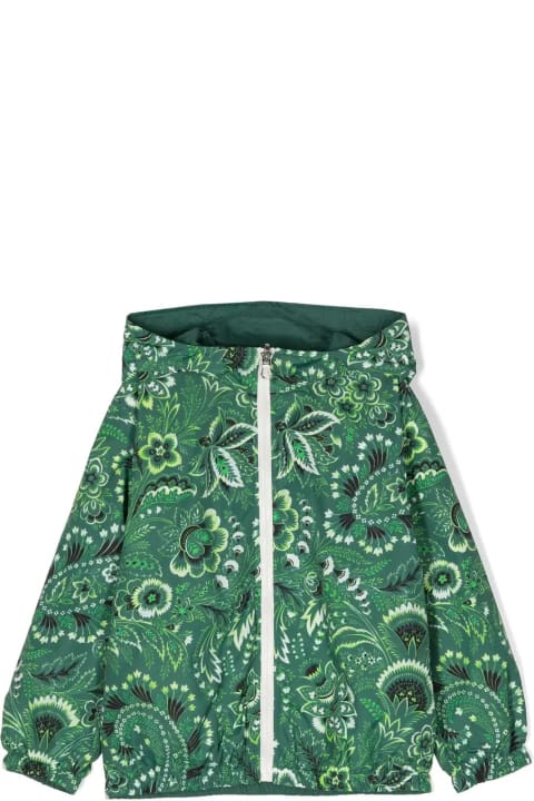 Etro Coats & Jackets for Boys Etro Green Reversible Windbreaker Jacket With Paisley Motif