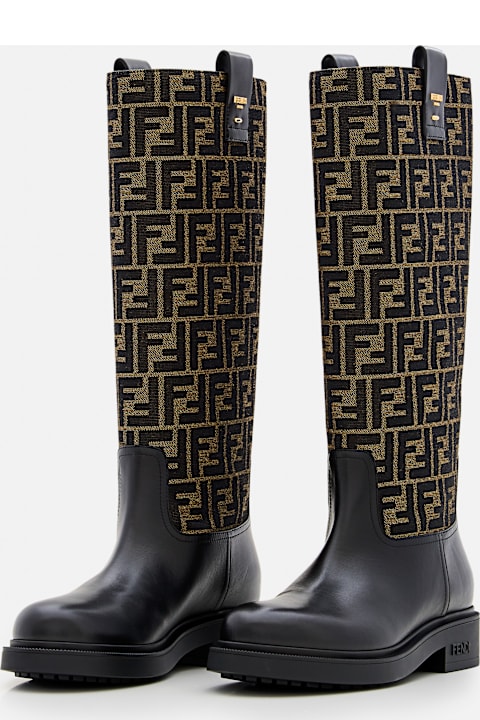 Fendi Ff Jacquard High Boots
