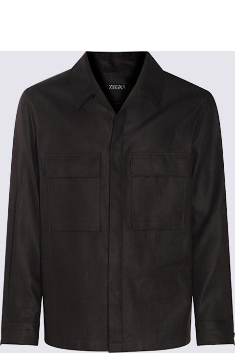 Zegna for Men Zegna Black Linen Casual Jacket