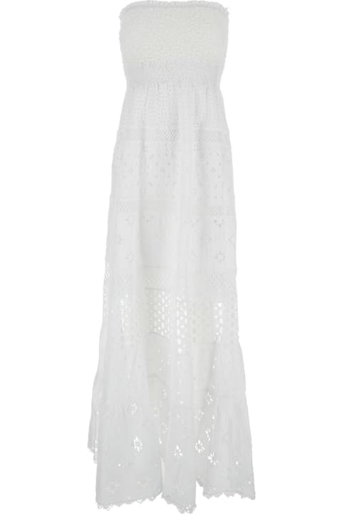 Temptation Positano Dresses for Women Temptation Positano White Long Embroidered Dress In Cotton Woman