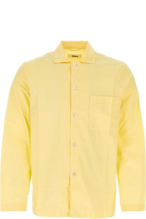 Tekla Topwear for Women Tekla Yellow Cotton Pyjama Shirt