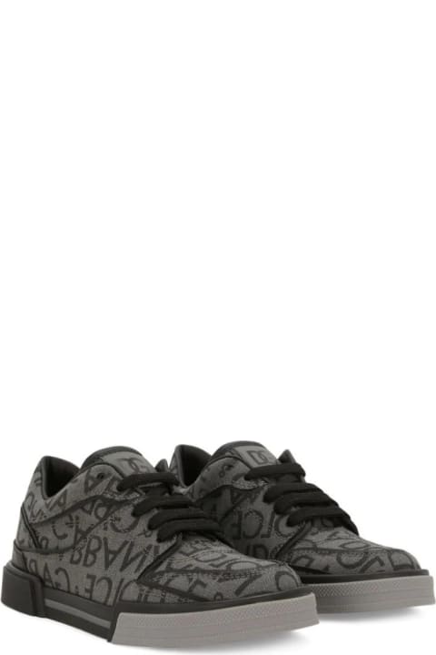 Shoes for Baby Boys Dolce & Gabbana Grey New Roma Sneakers In Calf Leather