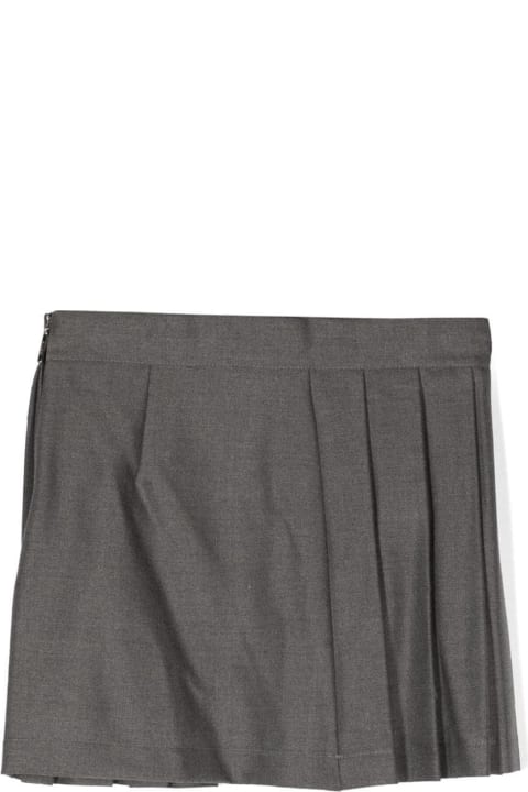 Bottoms for Boys MSGM Grey Pleated Mini Skirt With Logo