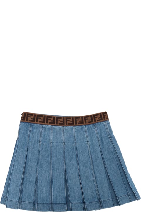 Bottoms for Girls Fendi Light Denim Skirt