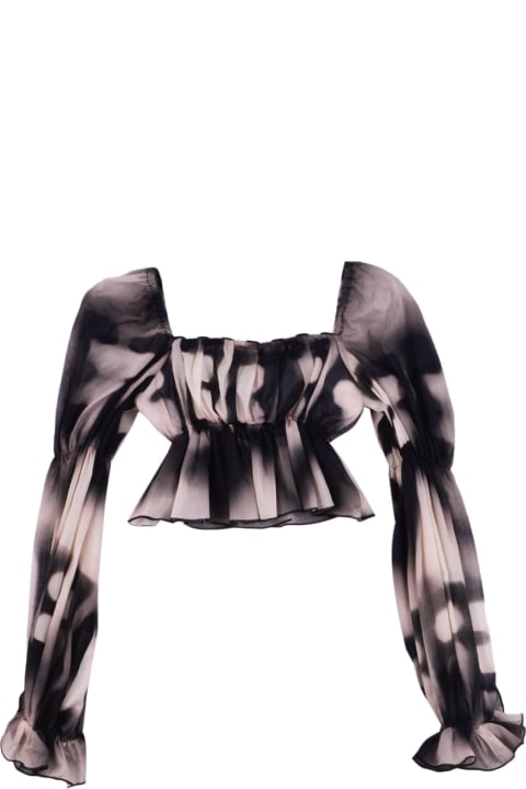 Elisabetta Franchi Crop Blouse With Abstract Print