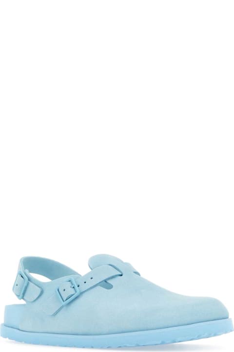 Birkenstock Shoes for Men Birkenstock Pastel Light-blue Suede Tokyo Slippers
