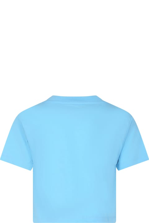 Nike قمصان بياقة دائرية وقمصان البولو لـ بنات Nike Light Blue T-shirt For Girl With Swoosh