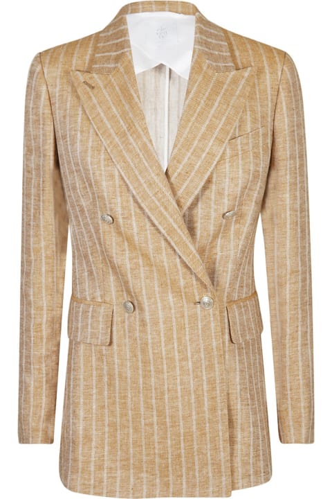 Eleventy Coats & Jackets for Women Eleventy Double-breasted Striped Linen Jacket