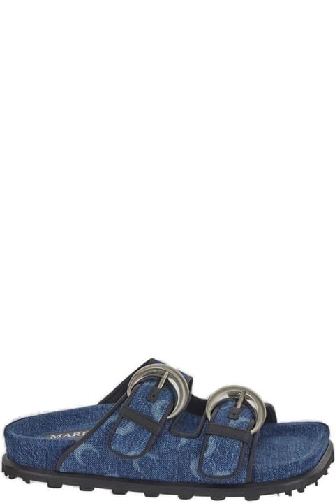Marine Serre Sandals for Women Marine Serre Crescent Moon Printed Buckled Strap Slides