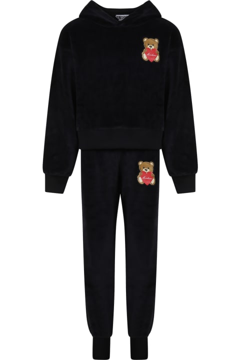 Moschino for Kids Moschino Black Suit For Girls With Teddy Bears And Logo