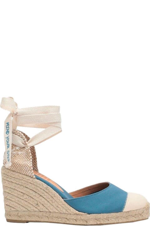 Wedges for Women Castañer Blue Espardille Carina Sandals With Wedge Heel In Cotton Woman