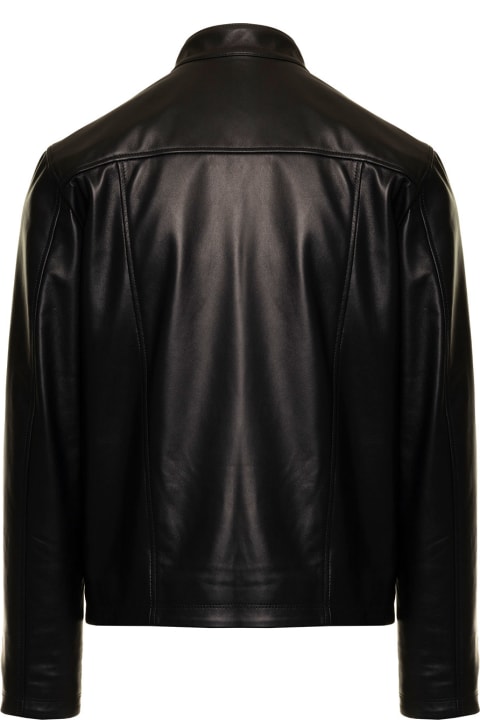 Black Supreme Man Black Vegetable Leather Jacket