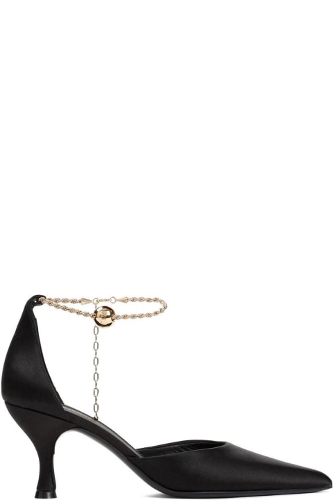 High-Heeled Shoes for Women Ferragamo Cable-link Chain Pointed-toe Satin Pumps