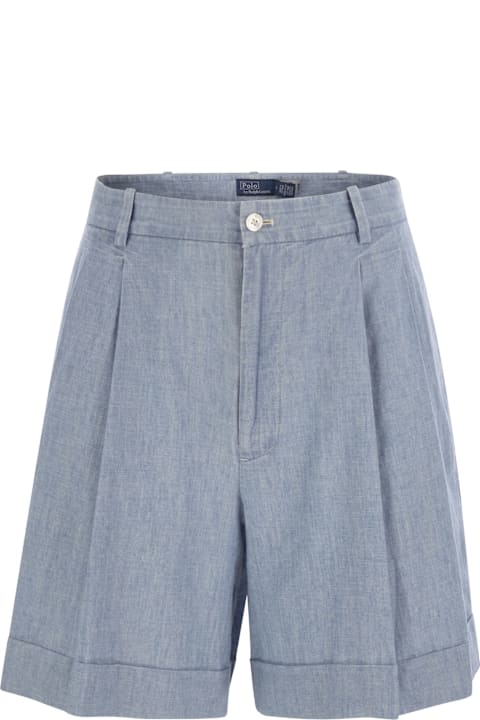 Polo Ralph Lauren Pants & Shorts for Women Polo Ralph Lauren Pleated Cotton Chambray Shorts
