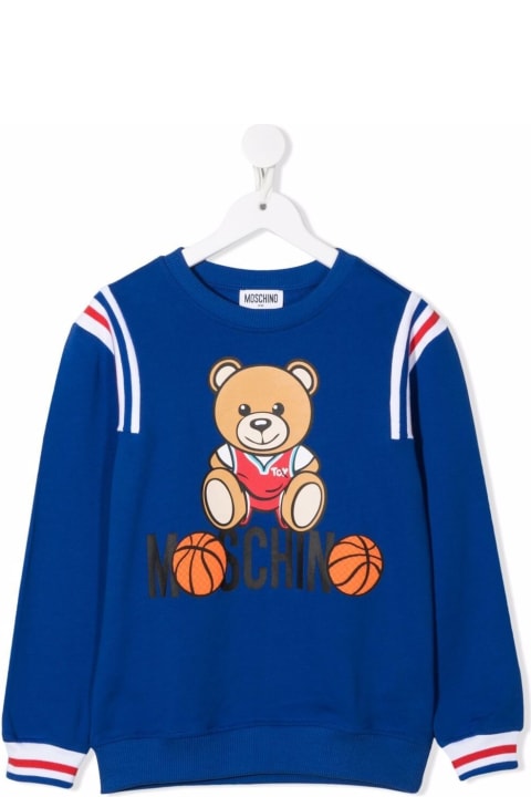 Moschino Kids Boy's Blue Cotton Sweatshirt With Logo Print
