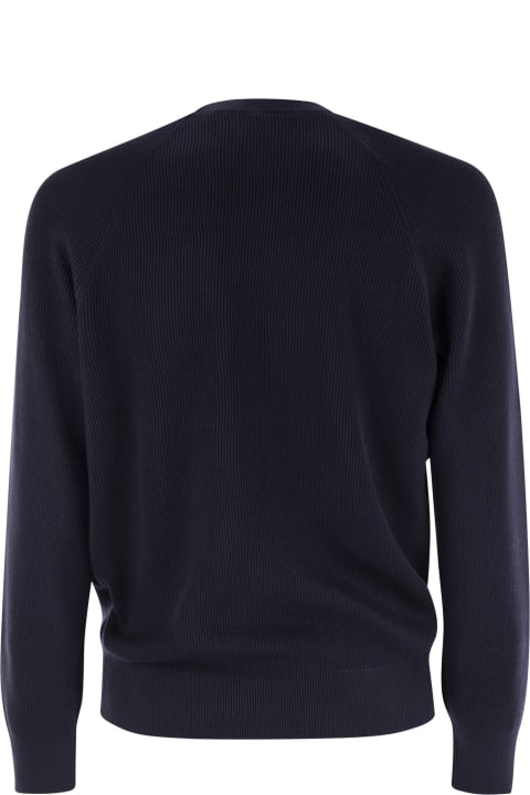 Brunello Cucinelli Sweaters for Men Brunello Cucinelli Cotton Rib Sweater With Raglan Sleeve