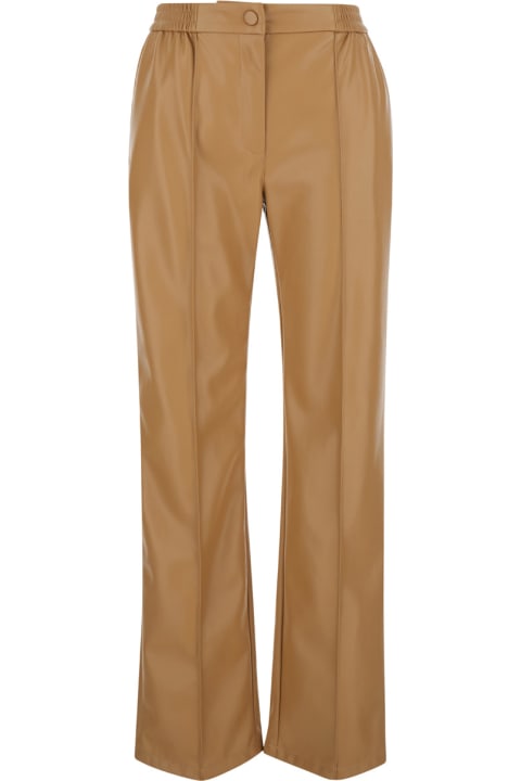 Homeware TwinSet Brown Pants With Elastic Waistband And Logo In Eco Leather Woman