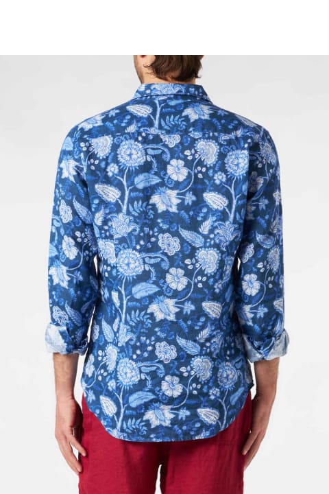 Homeware MC2 Saint Barth Man Linen Pamplona Shirt With Flower Print