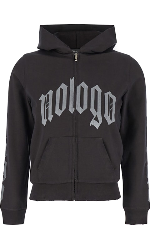 Homeware Balenciaga Black Zip-up Hoodie With No Logo Gothic Print In Jersey Woman