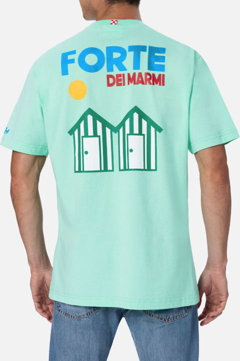 Homeware MC2 Saint Barth Man Cotton T-shirt With Forte Dei Marmi Postcard Placed Print