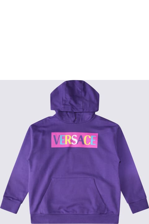 Versace Topwear for Boys Versace Purple Cotton Sweatshirt