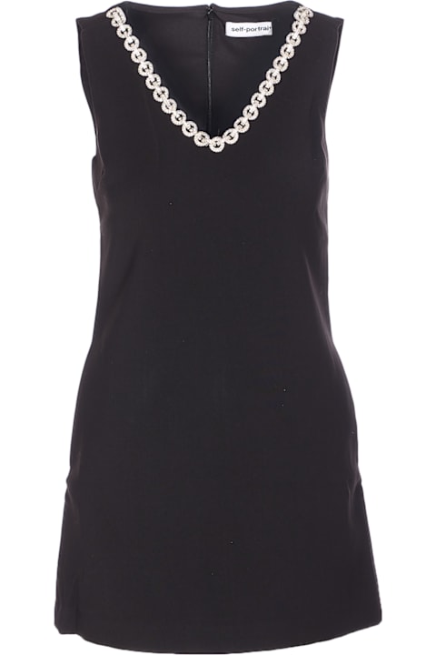 self-portrait لـ Men self-portrait Crepe Crystal Trim Mini Dress
