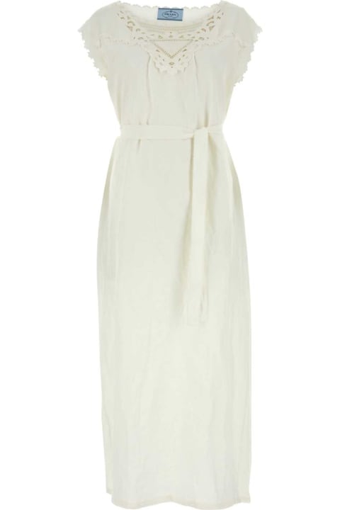 Prada Sale for Women Prada Ivory Linen Dress