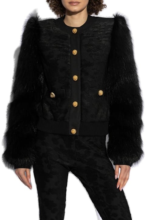 Balmain Clothing for Women Balmain Buttoned Straight Hem Faux-fur Jacket