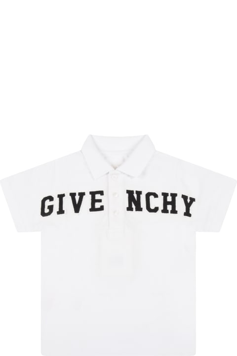 White Polo-shirt For Baby Boy With Logo