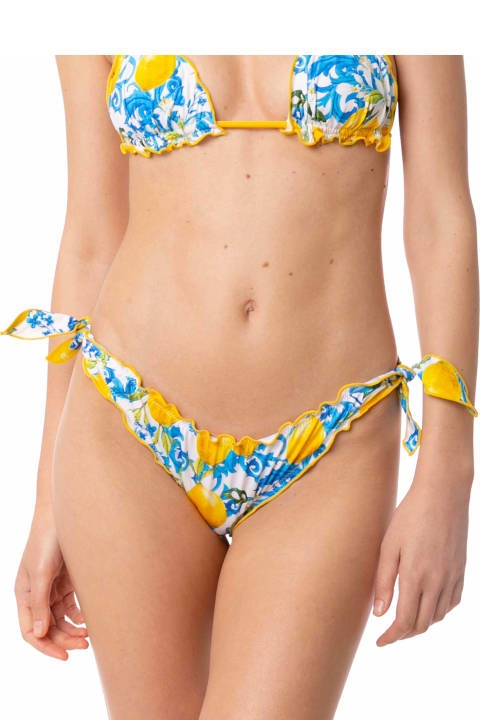 Homeware MC2 Saint Barth Woman Ruffled Cheeky Swim Briefs With Print