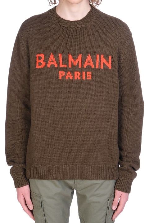 Balmain Sweaters for Men Balmain Wool Logo Sweater